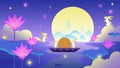 Mid autumn moon cartoon wind illustration Royalty Free Stock Photo